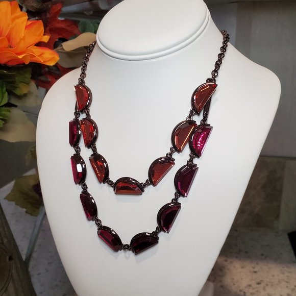 Coldwater Creek Jewelry - NWT Coldwater Creek Necklace Crescent Gem Multi-Strand Burgundy Red